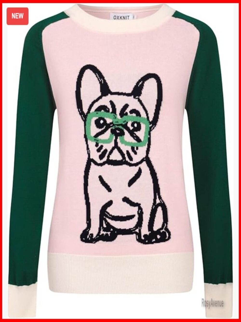 Women's Long Sleeve Cotton T-Shirt French Bulldog Jacquard Retro Top